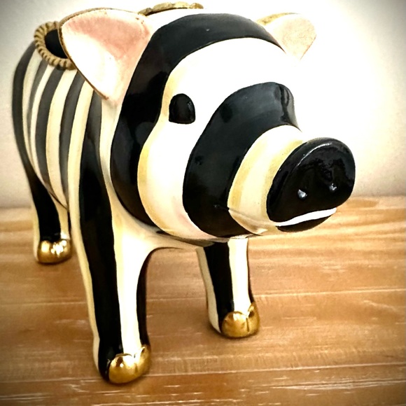 Mackenzie Childs Courtly Stripe Pig Planter - Picture 7 of 16